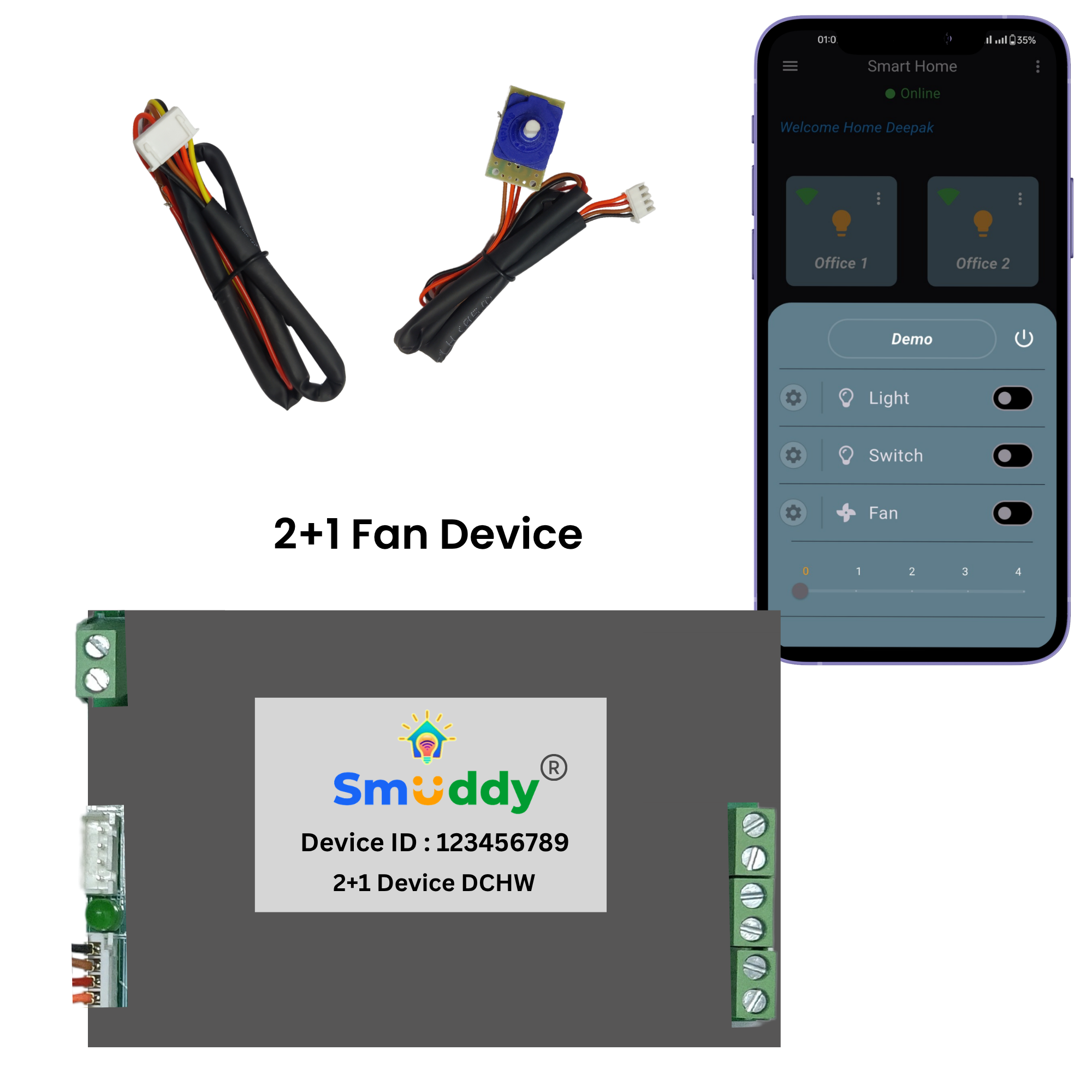 Smuddy 2+1 Fan Node Wi-Fi Retrofit Smart Switch module