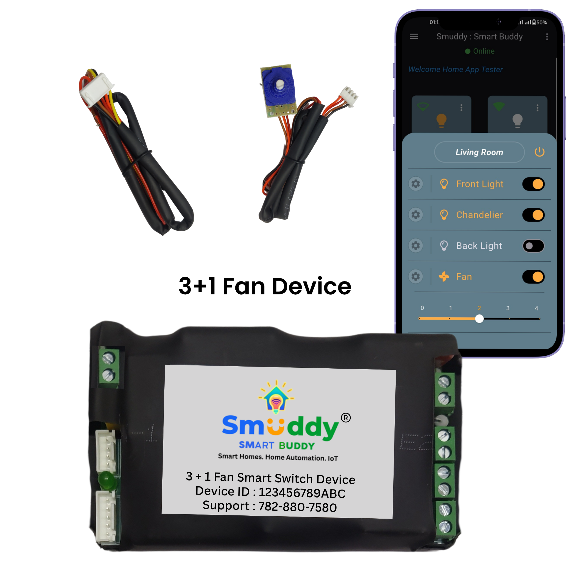 Smuddy 3+1 Fan Node Wi-Fi Retrofit Smart Switch module