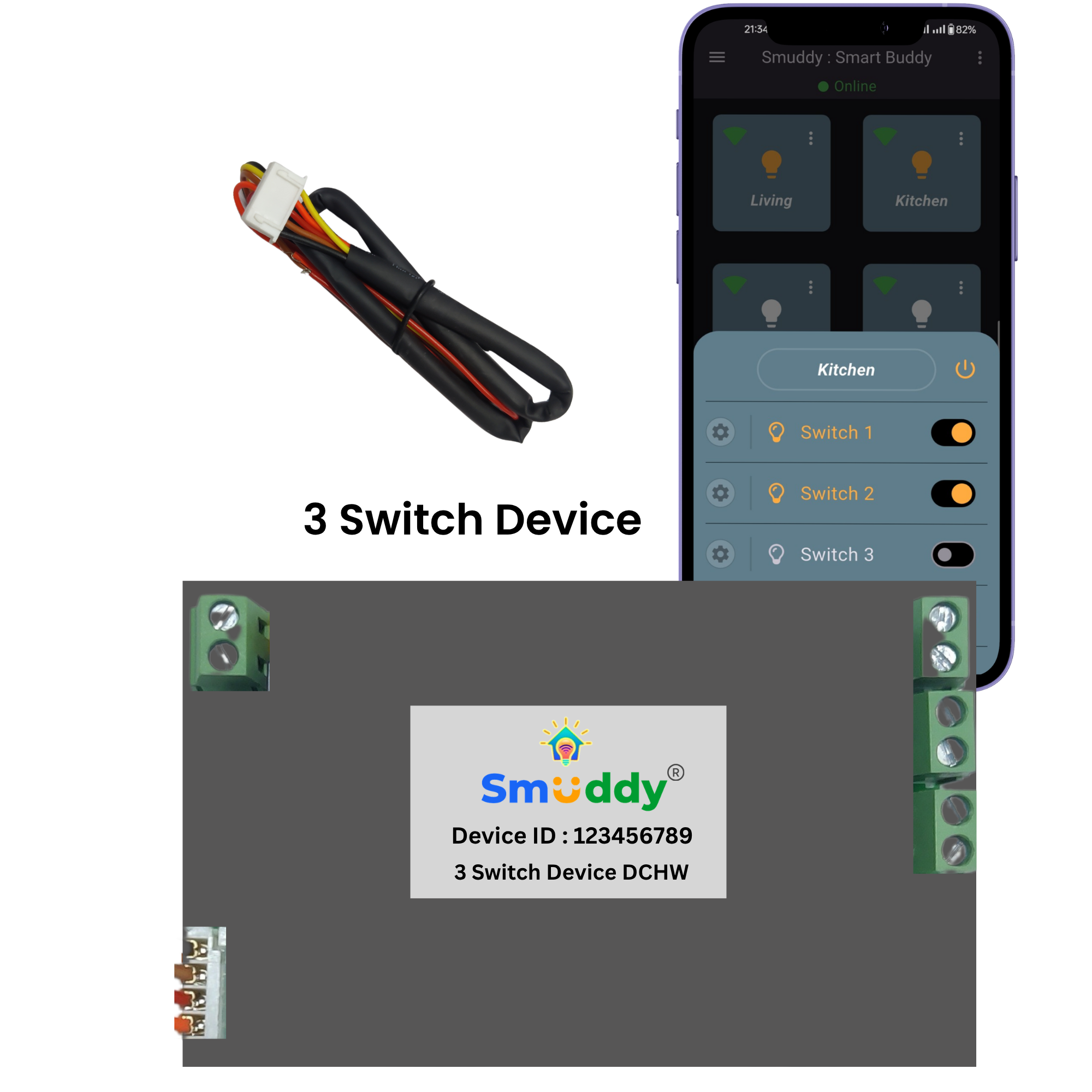 Smuddy 3 Node Wi-Fi Retrofit Smart Switch module