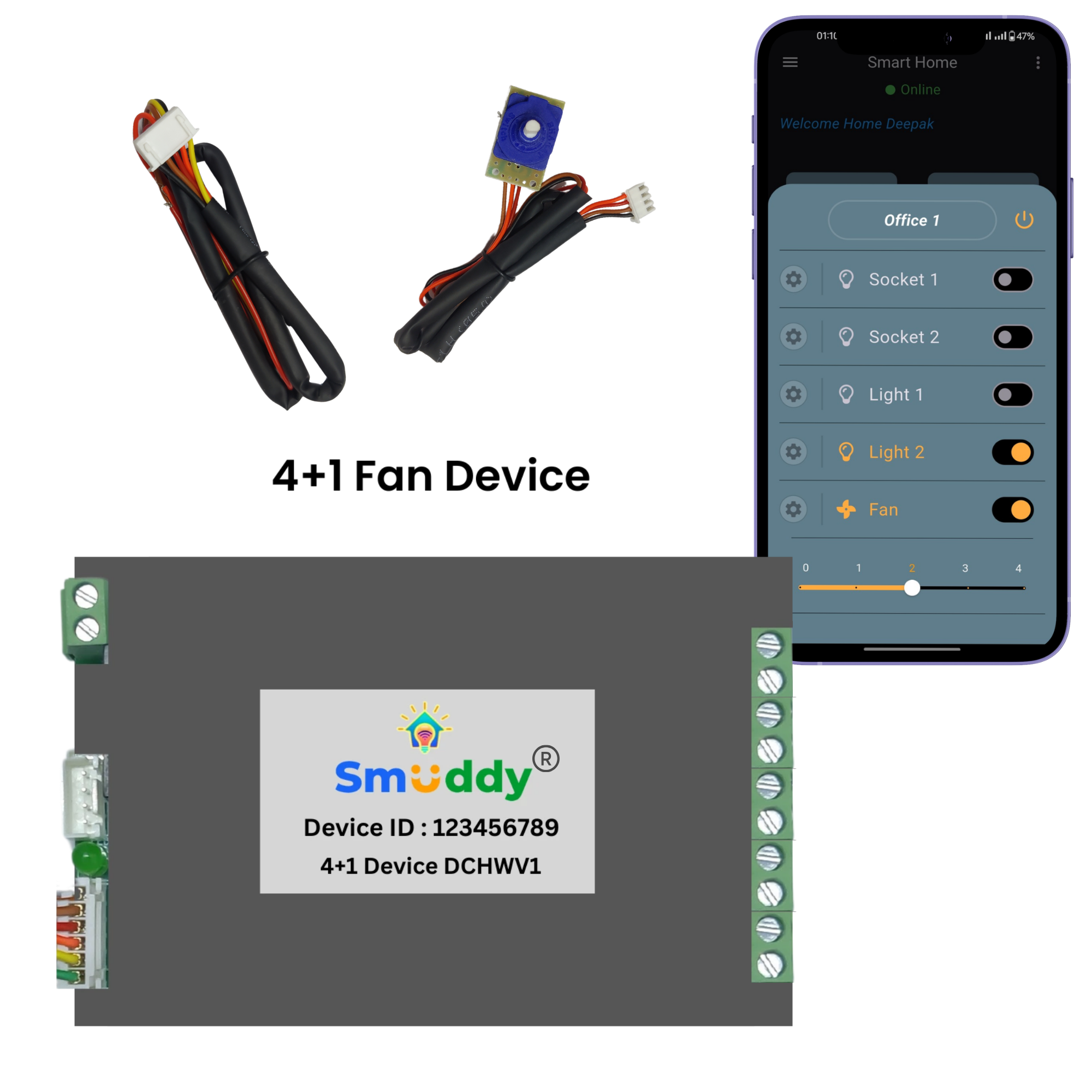 Smuddy 4+1 Fan Node Wi-Fi Retrofit Smart Switch module